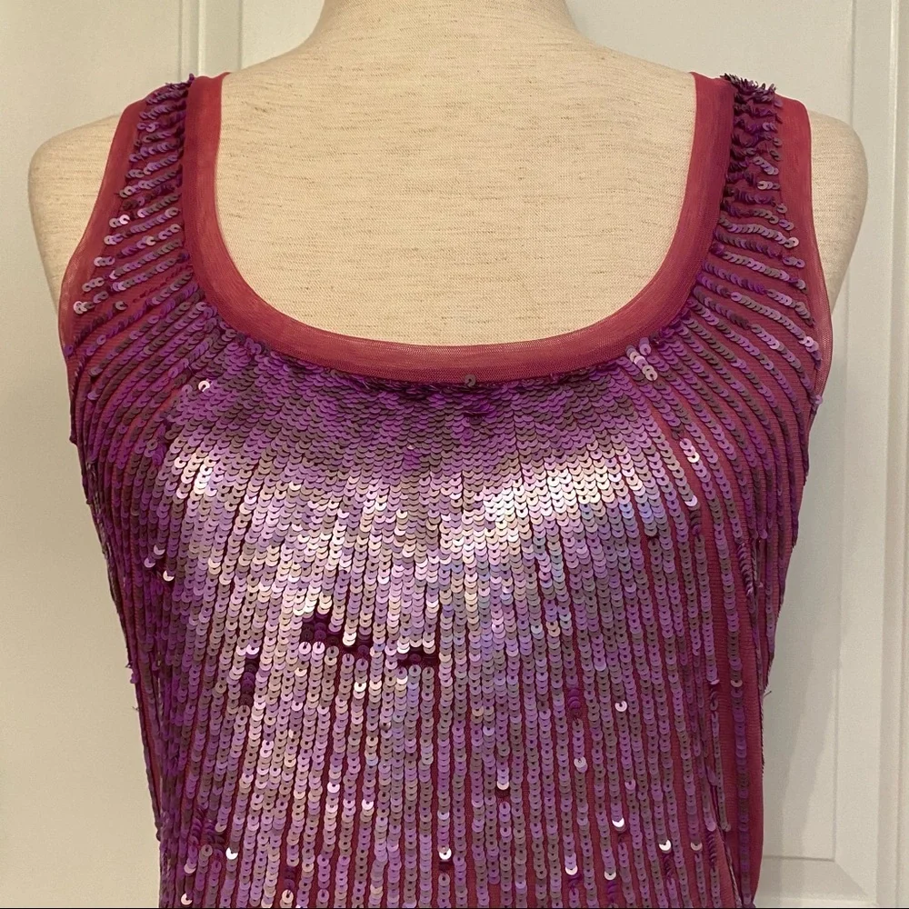 TINTORETTO TOP TANK SLEEVELESS PURPLE SEQUINS Size S